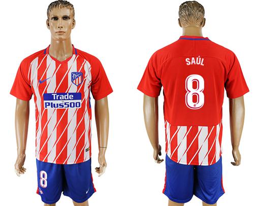 Atletico Madrid #8 Saul Home Soccer Club Jersey